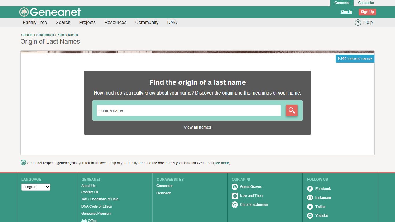 Origin of Last Names - Geneanet